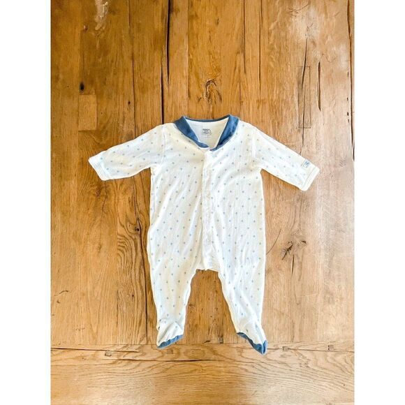 Petit Bateau Nautical Sailor Snap Footie Size 3M - Picture 2 of 5